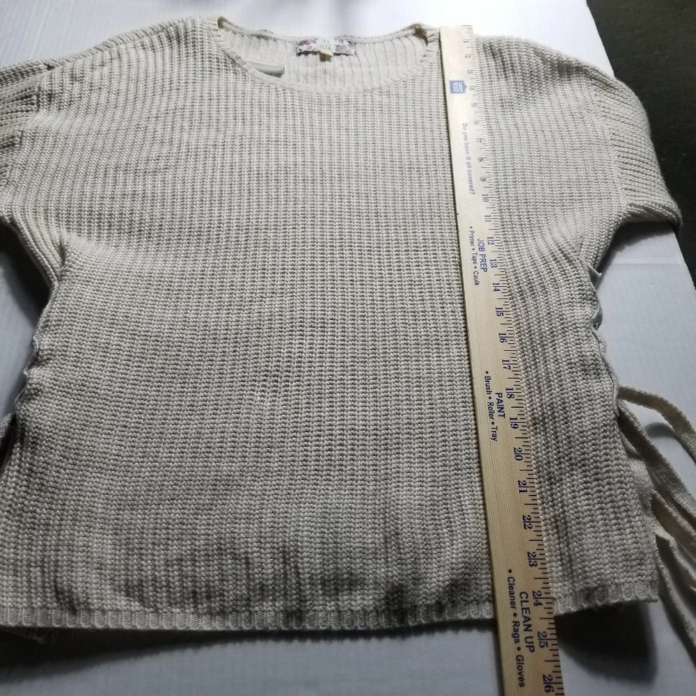 PINK ROSE WOMEN'S CREAM KNIT SWEATER WIT SIDE TIES SIZE LARGE